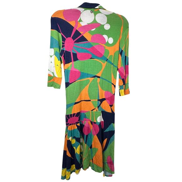 Md Farm Rio Dress Colorful Abstract Drop Waist Tropical Artsy Maximalist *Flawed - Picture 4 of 11